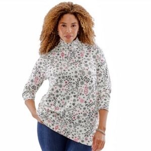Woman Within Holiday Turtleneck Top Ivory Size 1X 22 24 NEW